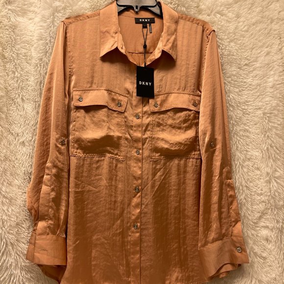 DKNY Blouse , New ,Size Large , color cooper /peach - Picture 2 of 7